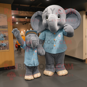 nan Elephant mascot costume character dressed with a Mom Jeans and Shoe clips