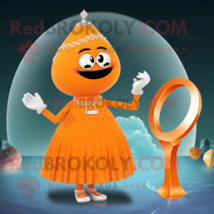 Orange Engagement Ring mascot costume character dressed with a One-Piece Swimsuit and Necklaces