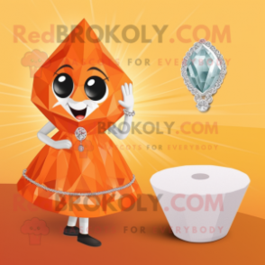 Orange Engagement Ring mascot costume character dressed with a One-Piece Swimsuit and Necklaces