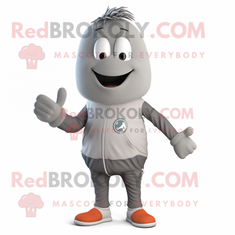 Gray Aglet mascot costume character dressed with a Capri Pants and Brooches Gray Aglet mascot costume character dressed with a Capri Pants and Brooches