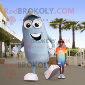 Gray Aglet mascot costume character dressed with a Capri Pants and Brooches