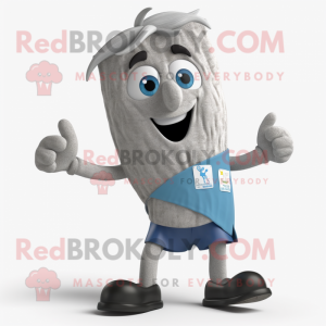 Gray Aglet mascot costume character dressed with a Capri Pants and Brooches