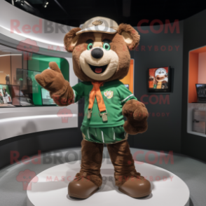 Brown Irish Flag mascot costume character dressed with a Jumpsuit and Keychains