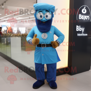 Blue Biryani mascot costume character dressed with a Polo Tee and Digital watches