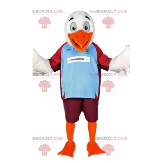 White eagle mascot in sportswear. Eagle costume - Redbrokoly.com