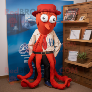 Red Squid maskot kostume...