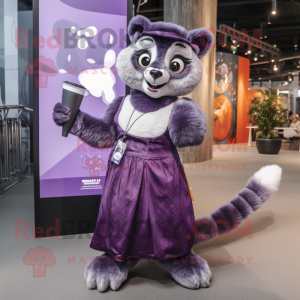 Lila Lemur maskot kostym...