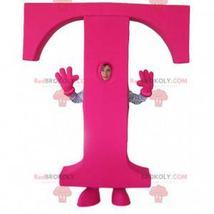 Mascotte van de letter T in fuchsia - Redbrokoly.com