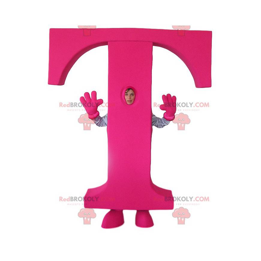 Mascot of the letter T in fuchsia - Redbrokoly.com