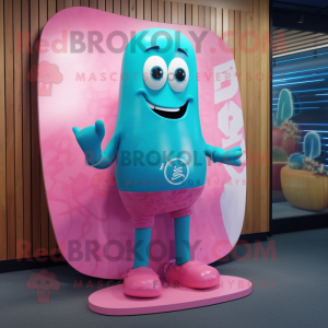 Cyan rosa maskot drakt...