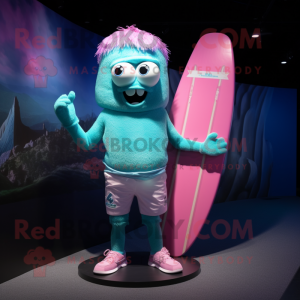 Cyan Pink maskot kostume...