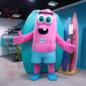 Cyan Pink maskot kostume...