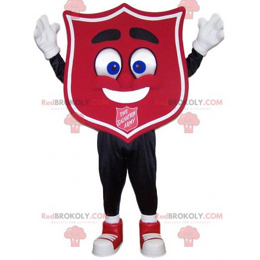 Rød badge maskot. Crest kostume - Redbrokoly.com