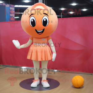 Peach Volleyball Ball mascot costume character dressed with a Mini Skirt and Caps