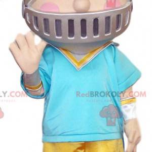 Maskot malého chlapce s rytířskou helmou. - Redbrokoly.com