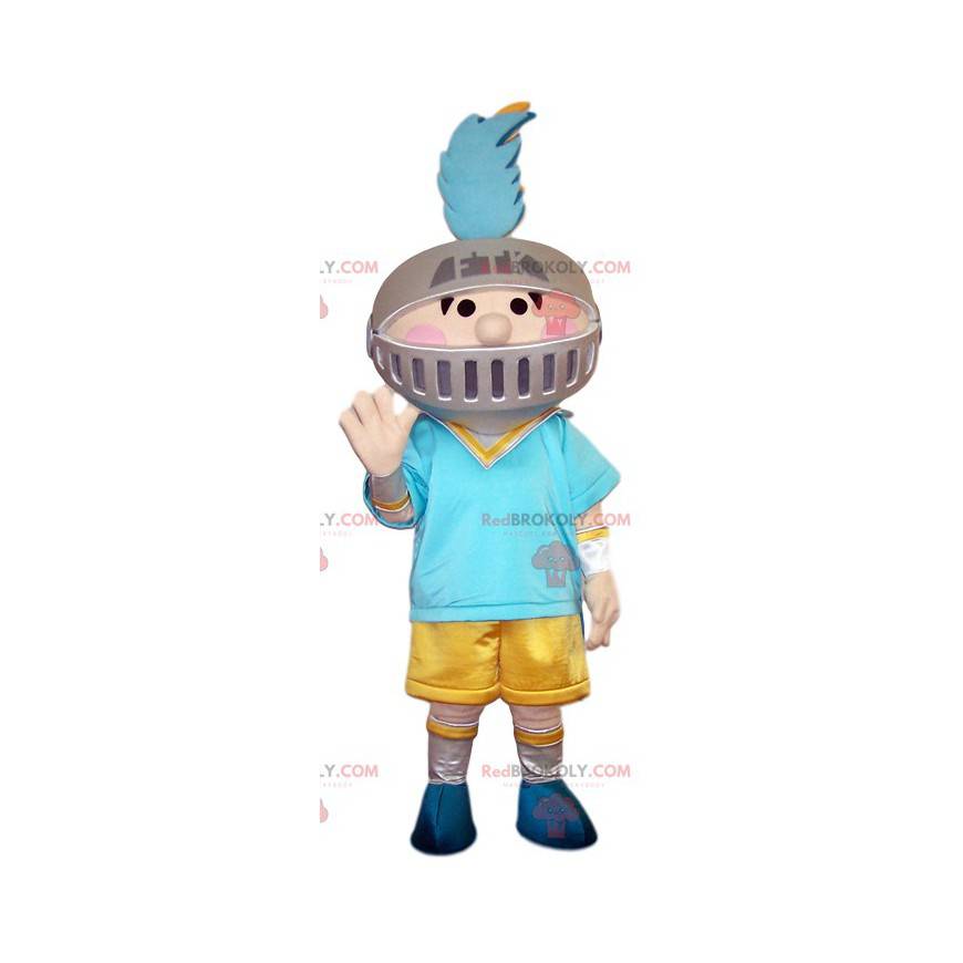 Mascot niño con casco de caballero. - Redbrokoly.com