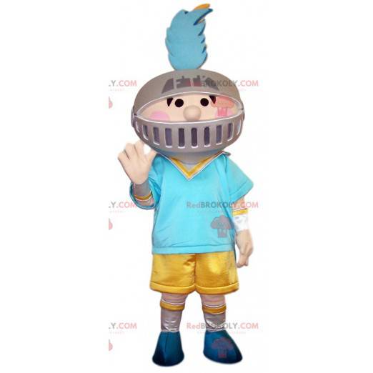 Kleine jongen mascotte met een ridderhelm. - Redbrokoly.com
