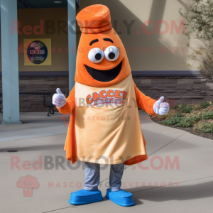 Orange Clam Chowder mascot costume character dressed with a Boyfriend Jeans and Scarf clips