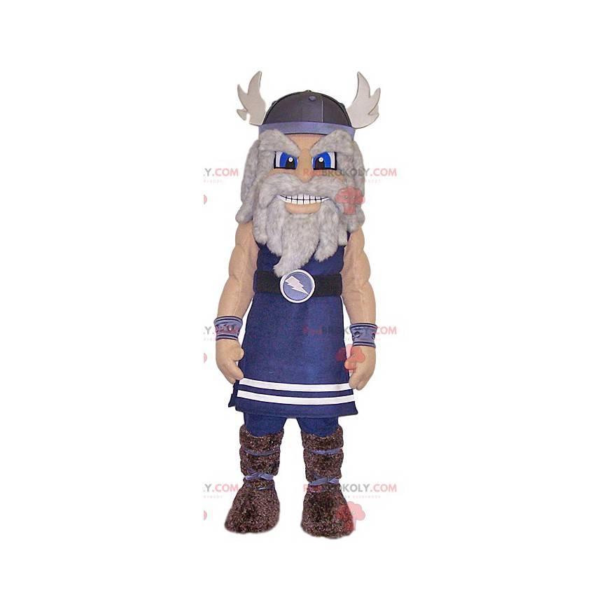 Mascota guerrera vikinga azul. Disfraz de guerrero -