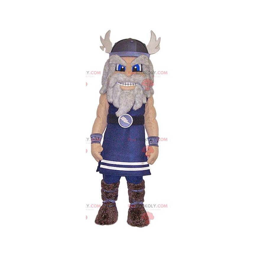 Maskot modrý vikingský válečník. Bojovnický kostým - Maskot modrý vikingský válečník. Bojovnický kostým -
