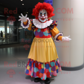 nan Clown mascot costume character dressed with a Midi Dress and Gloves