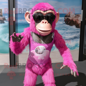 Roze chimpansee mascotte...