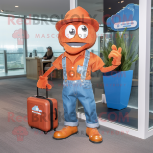 Rust Aglet mascot costume character dressed with a Boyfriend Jeans and Briefcases
