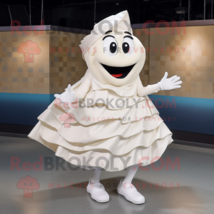 White Lasagna mascot costume character dressed with a Wrap Skirt and Shoe clips