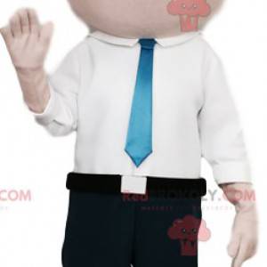 Maskot podnikatel s modrou kravatou. - Redbrokoly.com
