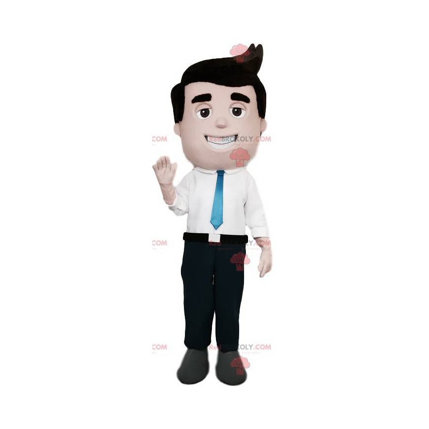 Mascot empresario con corbata azul. - Redbrokoly.com