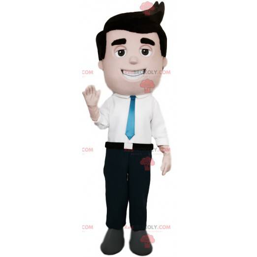 Uomo d'affari mascotte con una cravatta blu. - Redbrokoly.com