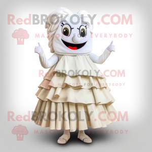 White Lasagna mascot costume character dressed with a Wrap Skirt and Shoe clips