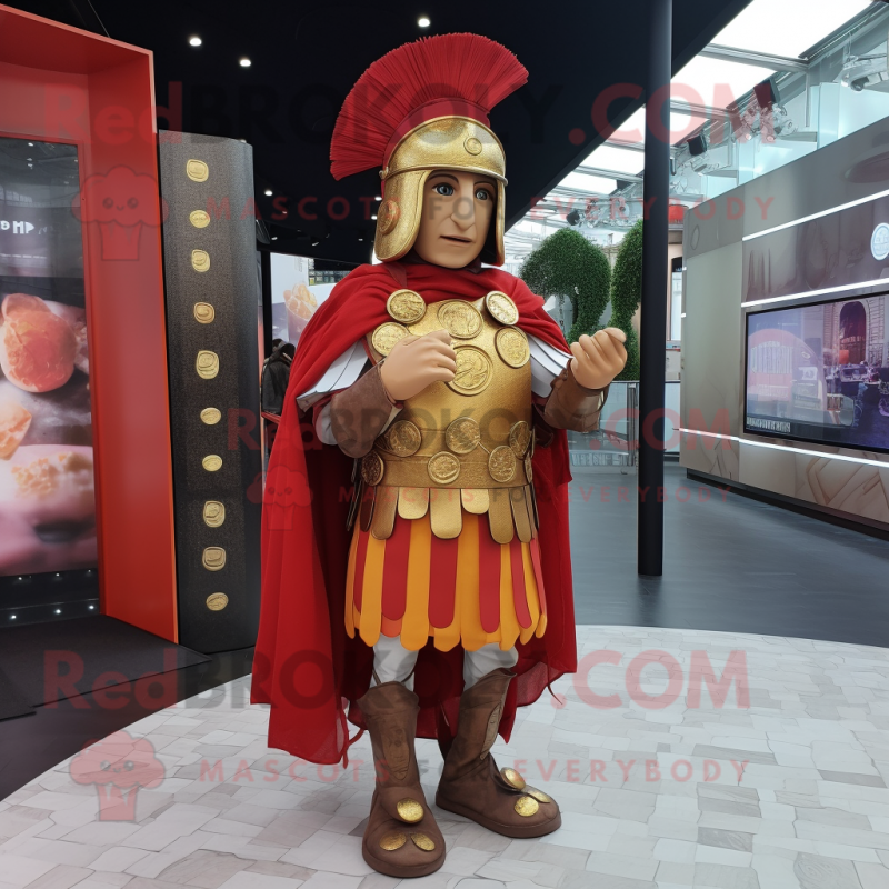 nan Roman Soldier mascot costume character dressed with a Raincoat and Coin purses