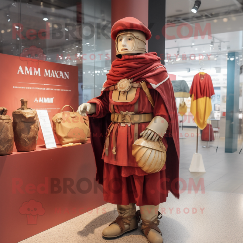 nan Roman Soldier mascot costume character dressed with a Raincoat and Coin purses nan Roman Soldier mascot costume character dressed with a Raincoat and Coin purses