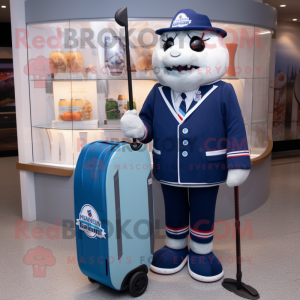 nan Ice Hockey Stick mascot costume character dressed with a Suit Jacket and Briefcases