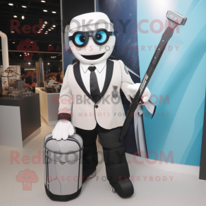 nan Ice Hockey Stick mascot costume character dressed with a Suit Jacket and Briefcases