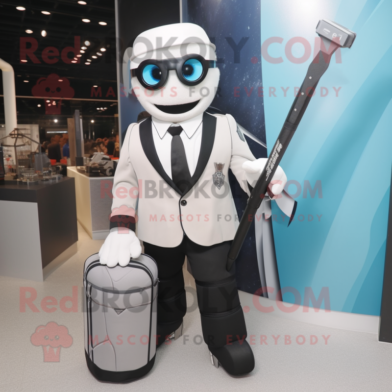 nan Ice Hockey Stick mascot costume character dressed with a Suit Jacket and Briefcases nan Ice Hockey Stick mascot costume character dressed with a Suit Jacket and Briefcases
