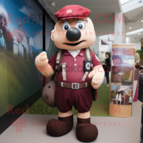 Maroon Special Air Service mascot costume character dressed with a Rugby Shirt and Ties