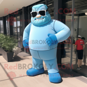 Sky Blue Strongman mascotte...