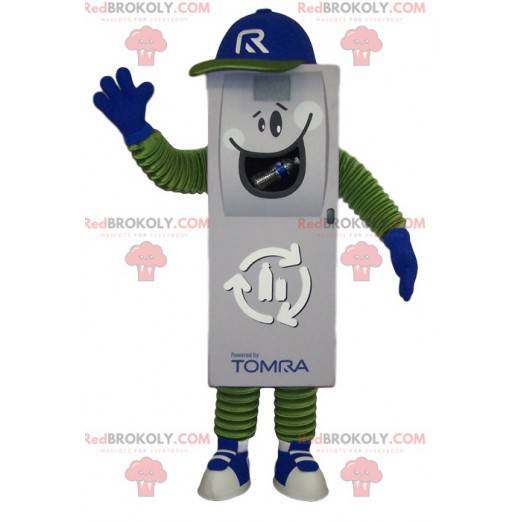 Mascote branco do controle remoto com boné azul - Redbrokoly.com