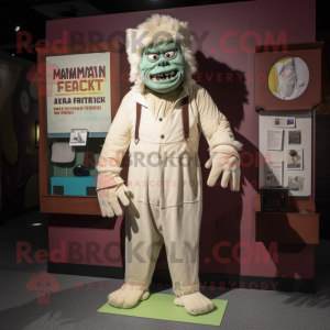 Cream Frankenstein'S Monster mascot costume character dressed with a Corduroy Pants and Coin purses