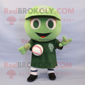 Olive Baseball Ball mascot costume character dressed with a Rash Guard and Scarves