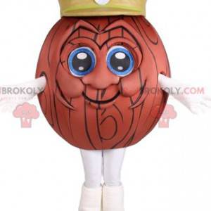 Houten bal mascotte met een gele dop - Redbrokoly.com