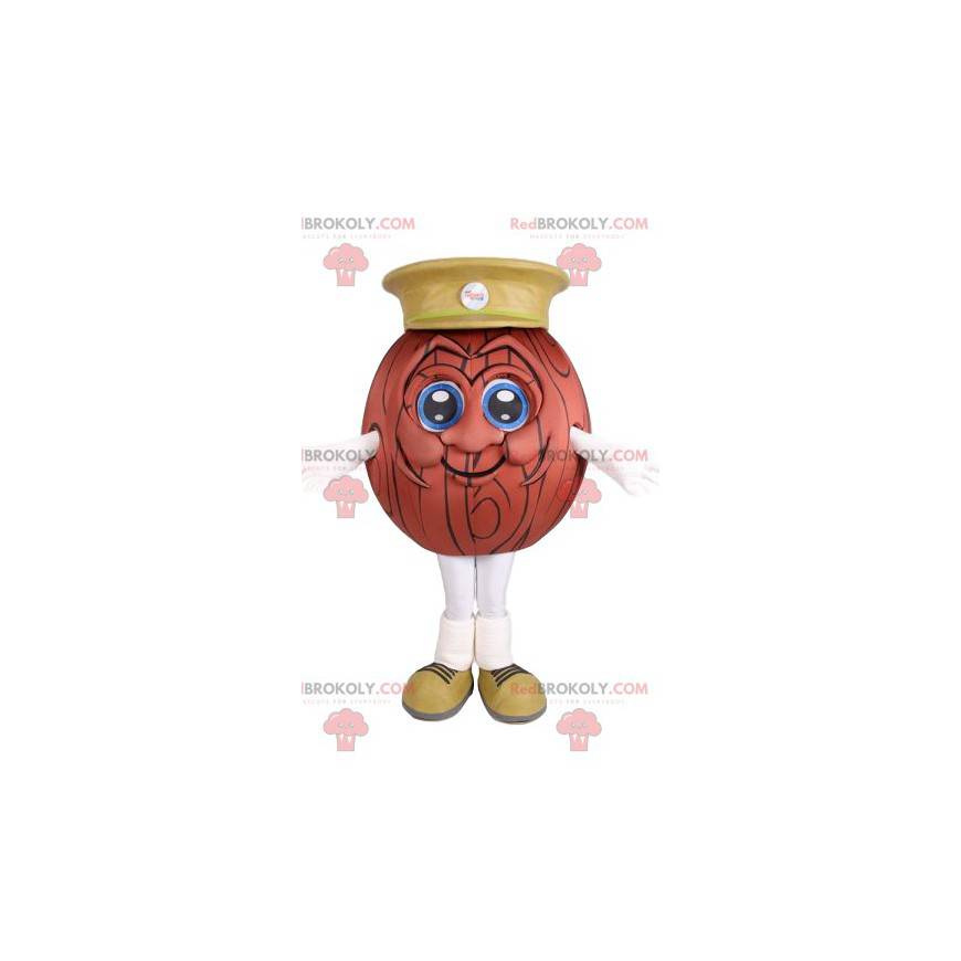 Wooden ball mascot with a yellow cap - Redbrokoly.com