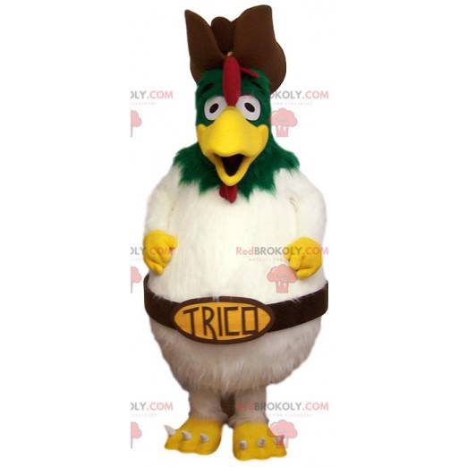 Mascotte de gros poulet blanc. Costume de poulet -