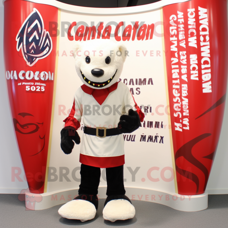 Cream Vampire mascot costume character dressed with a Board Shorts and Mittens