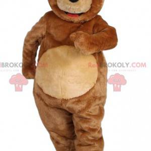 Mascotte dell'orso bruno molto sorridente. Costume da orso -