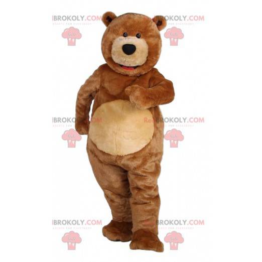 Mascotte d'ours marron très souriant. Costume d'ours -