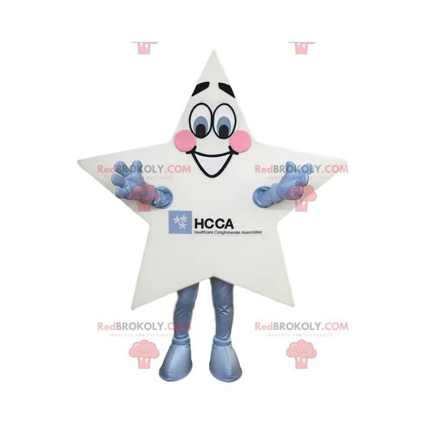 Witte ster mascotte. Witte ster kostuum - Redbrokoly.com