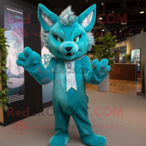 Teal Lynx mascotte kostuum...